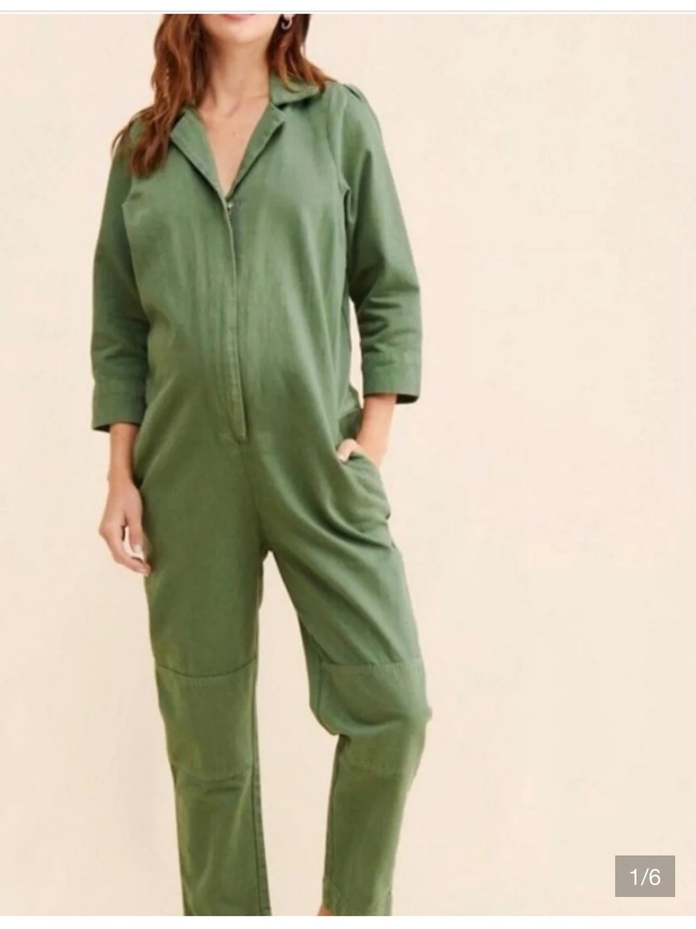 Hatch Olive Green Zip-Front Jumpsuit